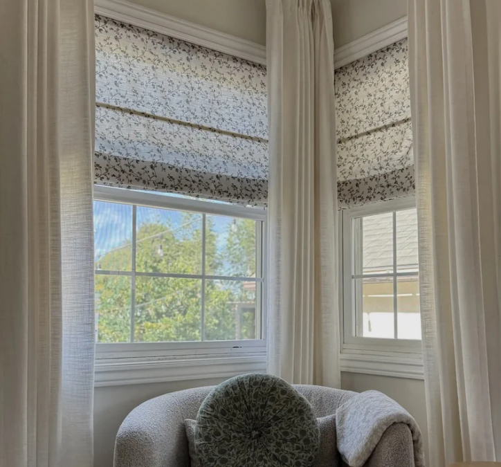 Custom Roman shades in a Georgetown, TX home