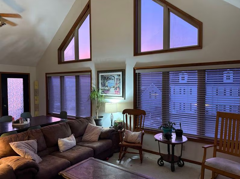 Faux wood horizontal blinds in a Texas home